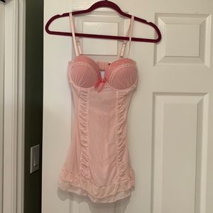 Cute bustier/cammie top size medium pink with polka dot detail